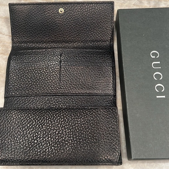 Gucci large horse-bit black pebble leather wallet. - Picture 4 of 10